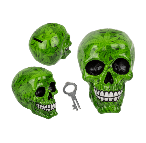 CANNABIS SKULL SAVING COIN BANK